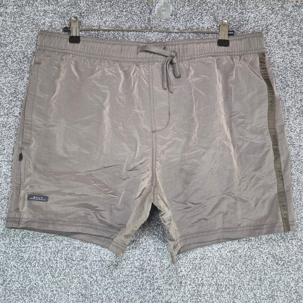 BYLT Baja Swim Slub Short Mens Large Brown Nylon Quick Dry